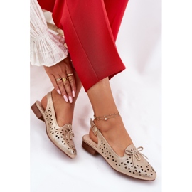 Jezzi Ballerines ouvertes avec un talon d'or ouvert 8