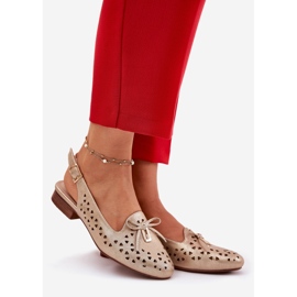 Jezzi Ballerines ouvertes avec un talon d'or ouvert 1