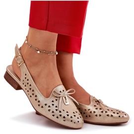 Jezzi Ballerines ouvertes avec un talon d'or ouvert 9