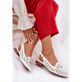 Jezzi Ballerines ouvertes avec un talon blanc ouvert blanche 8