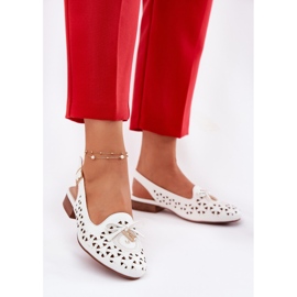Jezzi Ballerines ouvertes avec un talon blanc ouvert blanche 3