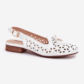 Jezzi Ballerines ouvertes avec un talon blanc ouvert blanche 5