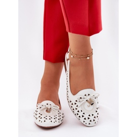Jezzi Ballerines ouvertes avec un talon blanc ouvert blanche 4