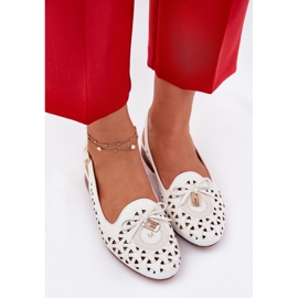 Jezzi Ballerines ouvertes avec un talon blanc ouvert blanche 6
