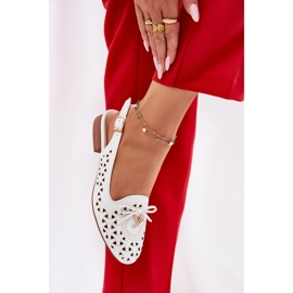 Jezzi Ballerines ouvertes avec un talon blanc ouvert blanche 7