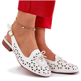 Jezzi Ballerines ouvertes avec un talon blanc ouvert blanche 10