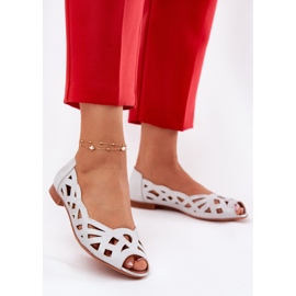 Jezzi Ballerines d'ouverture en argent avec doigts nus 3