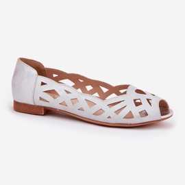 Jezzi Ballerines d'ouverture en argent avec doigts nus 5