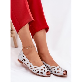Jezzi Ballerines d'ouverture en argent avec doigts nus 8