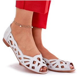 Jezzi Ballerines d'ouverture en argent avec doigts nus 9