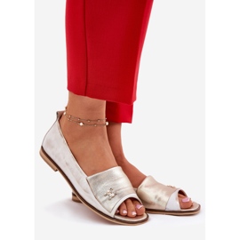 Ballerines élégantes en cuir avec doigts nus Zazoo 1865 Zloty essuyé doré 1