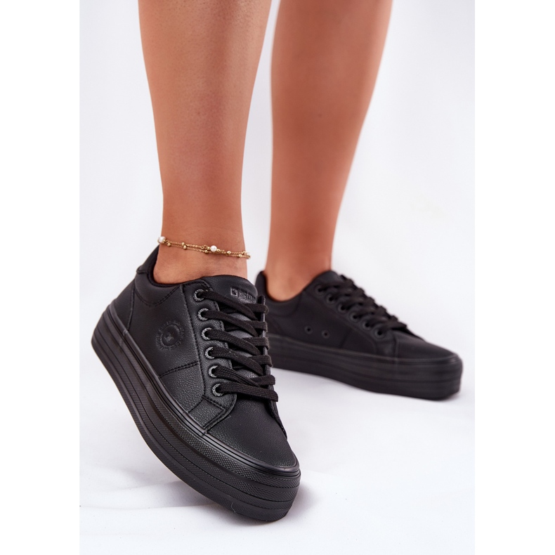 Baskets pour femmes en cuir Eco sur la plate-forme Big Star RR274299 Black noir 2