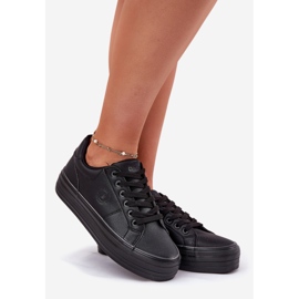 Baskets pour femmes en cuir Eco sur la plate-forme Big Star RR274299 Black noir 1