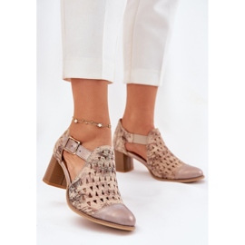 Bottes Maciejka en cuir féminin 04962-43 Beige-Gold 2