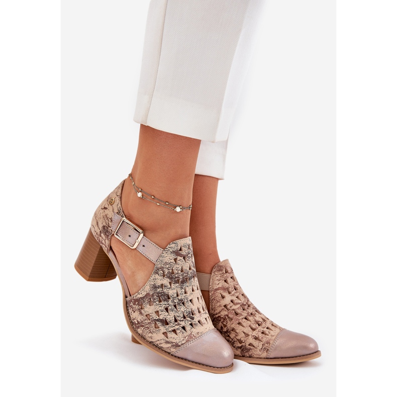 Bottes Maciejka en cuir féminin 04962-43 Beige-Gold 1