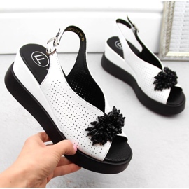 Sandales compensées en cuir avec perles Filippo W PAW529B blanc 1