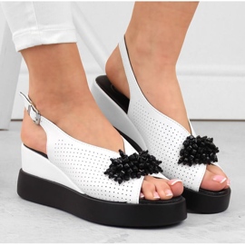 Sandales compensées en cuir avec perles Filippo W PAW529B blanc blanche 3