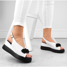 Sandales compensées en cuir avec perles Filippo W PAW529B blanc blanche 4