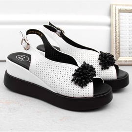 Sandales compensées en cuir avec perles Filippo W PAW529B blanc blanche 5