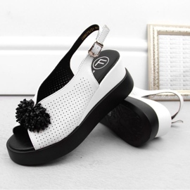 Sandales compensées en cuir avec perles Filippo W PAW529B blanc blanche 6