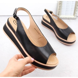 Filippo W PAW533 sandales à plateforme en cuir noir 1