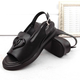 Filippo W PAW534A sandales compensées en cuir, noir le noir 5