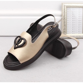 Filippo W PAW534B sandales compensées en cuir, doré d'or 5