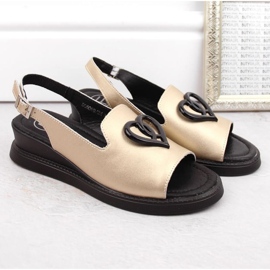 Filippo W PAW534B sandales compensées en cuir, doré d'or 6