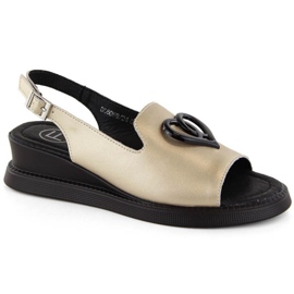 Filippo W PAW534B sandales compensées en cuir, doré d'or 7