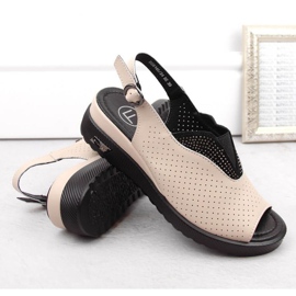 Sandales compensées ajourées en cuir Filippo W PAW537, beige 6