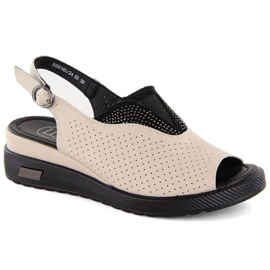 Sandales compensées ajourées en cuir Filippo W PAW537, beige 7