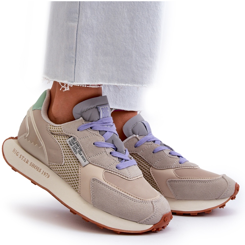Baskets pour femmes sur le système de mousse à mémoire de forme Big Star Platform NN274681 Beige 5