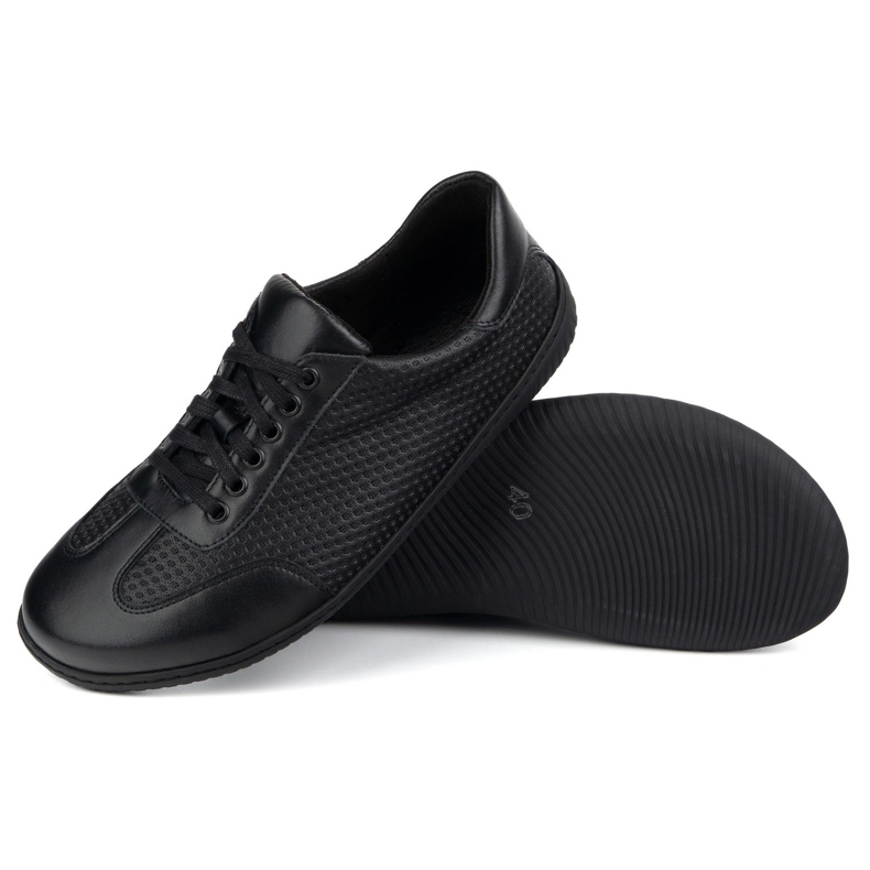 WASAK Chaussures en cuir minimaliste pour hommes aux pieds nus 0742wk noir pressé sur le fond noir 2