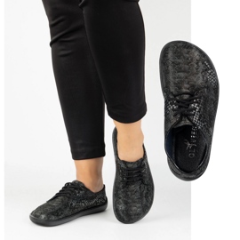 Olivier Femmes aux pieds nus baskets minimalistes 1288pol Black Snake noir 2