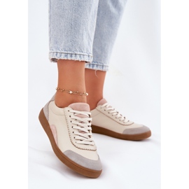 Baskets en cuir féminin Zazoo N1220 Beige 2