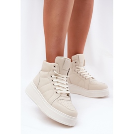 Evento Les baskets féminines hautes sur la plate-forme beige 2