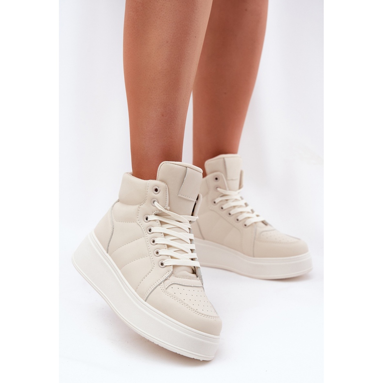 Evento Les baskets féminines hautes sur la plate-forme beige 2