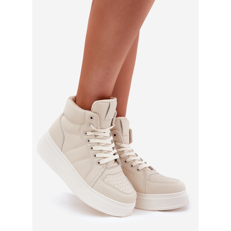 Evento Les baskets féminines hautes sur la plate-forme beige 1