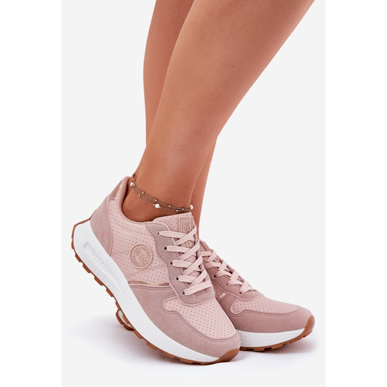 Sneakers féminins sur la plate-forme Big Star RR274489 Système rose Hi-Polish 1