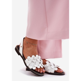 Sandales en cuir avec talons plats zazoo 40425 blanc 1