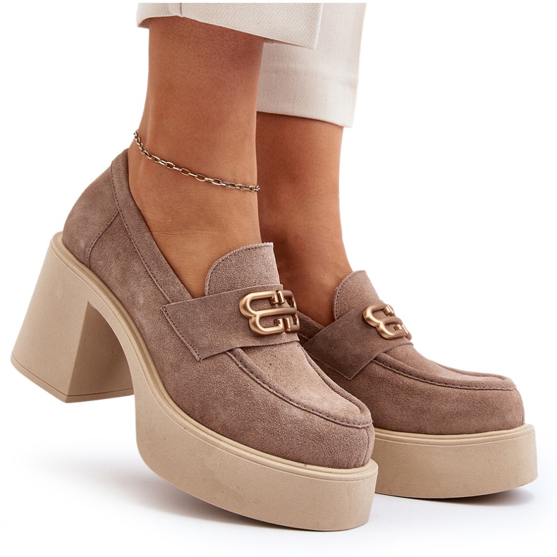 Zazoo 20170 Suede Shoes sur un épais post beige 5