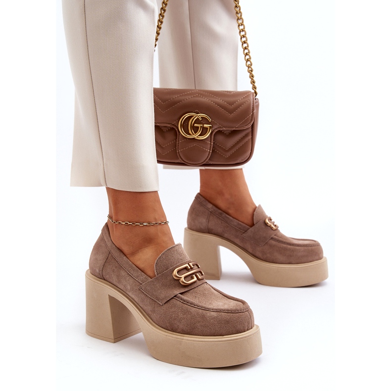 Zazoo 20170 Suede Shoes sur un épais post beige 4