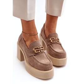 Zazoo 20170 Suede Shoes sur un épais post beige 3