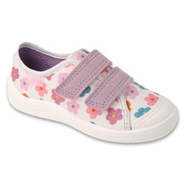 Slippers pour enfants de Befado 772x017 avec des fleurs colorées blanche 1