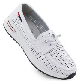 Evento Chaussures en cuir pour femmes Openwork Event White Event 8443 blanche 1