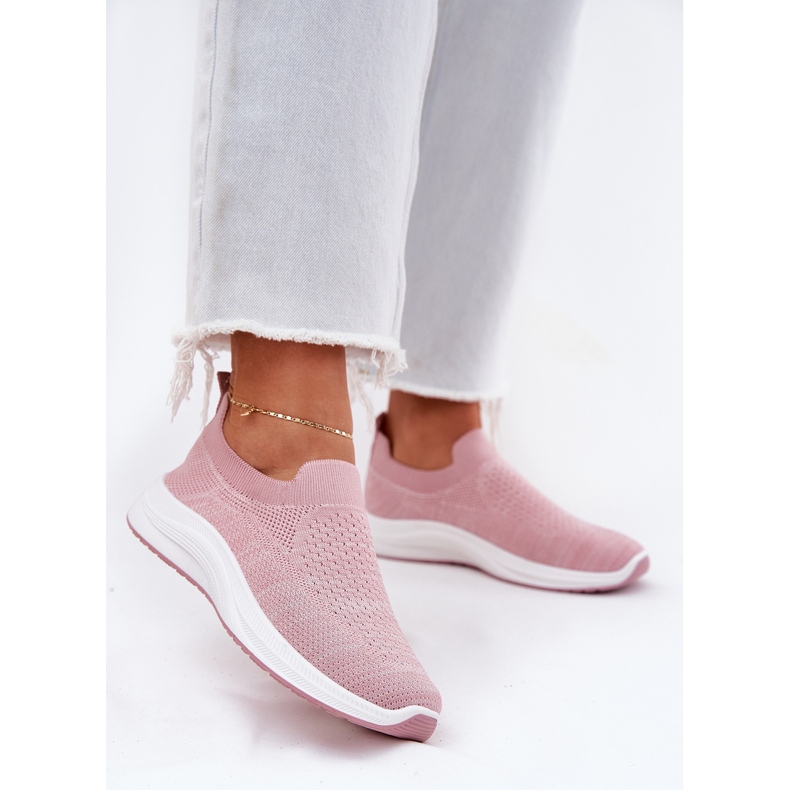 Chaussures de sport à enfiler en tissu pour femmes, rose 2