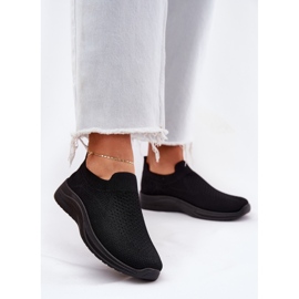 Chaussures de sport à enfiler en tissu noir pour femmes 2