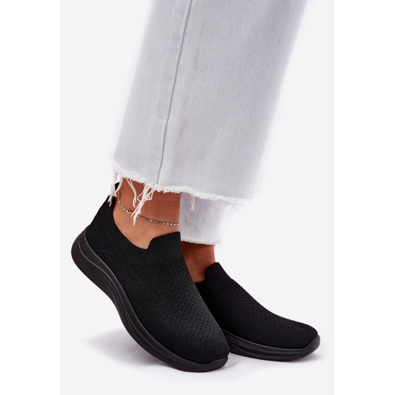 Chaussures de sport à enfiler en tissu noir pour femmes 1