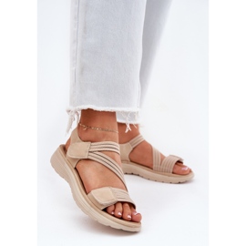 Evento Sandales Velcro confortables pour femmes, beige 2