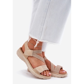Evento Sandales Velcro confortables pour femmes, beige 1